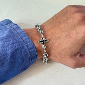 y2k silver cross rope chain chain bracelet